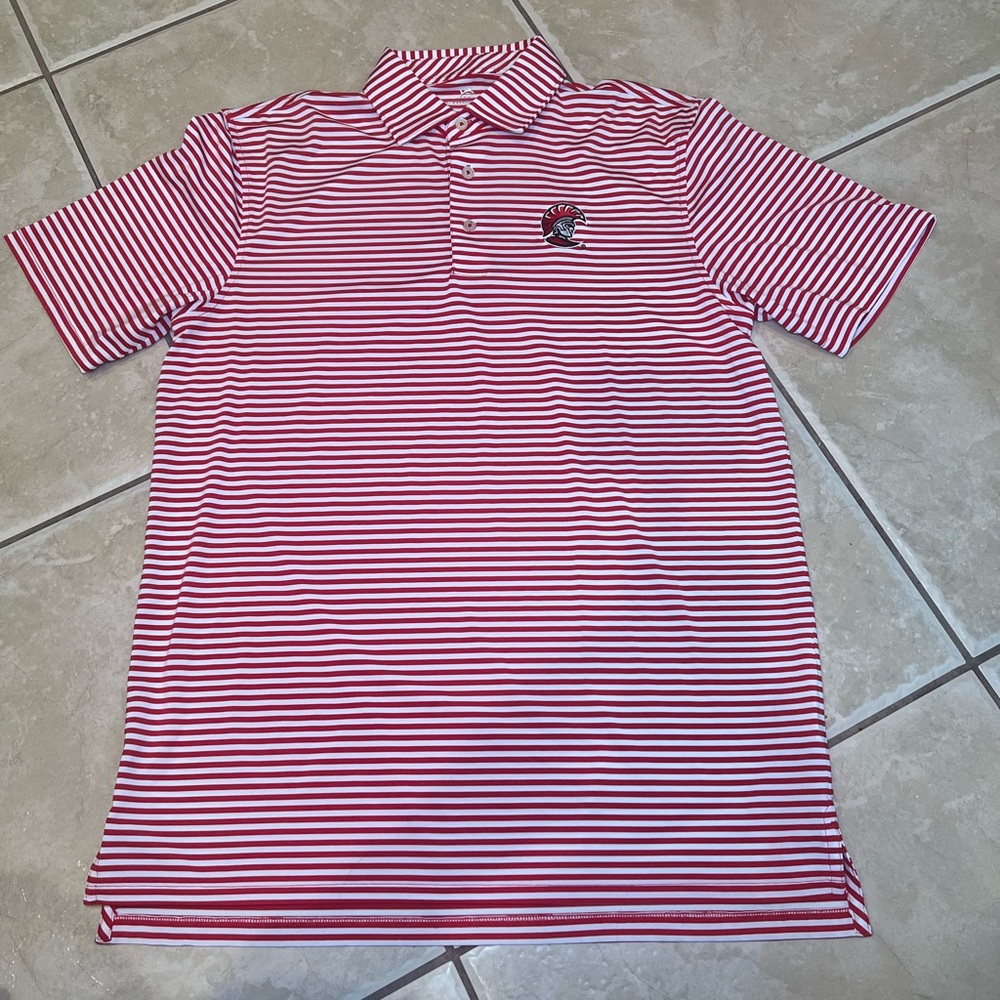 Southern Tide Tampa Bay Spartans Red & White Striped Polo Shirt